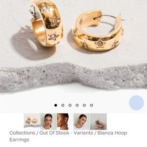 Tini Lux Hypoallergenic titanium hoops / earrings 
Gold hoops with starburst